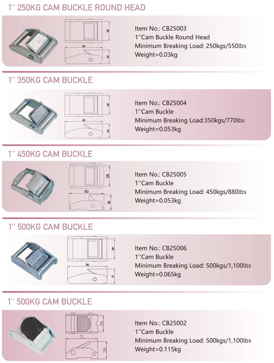 1500kgs Belt Cam Buckle Metal Buckle for Cargo Lashing